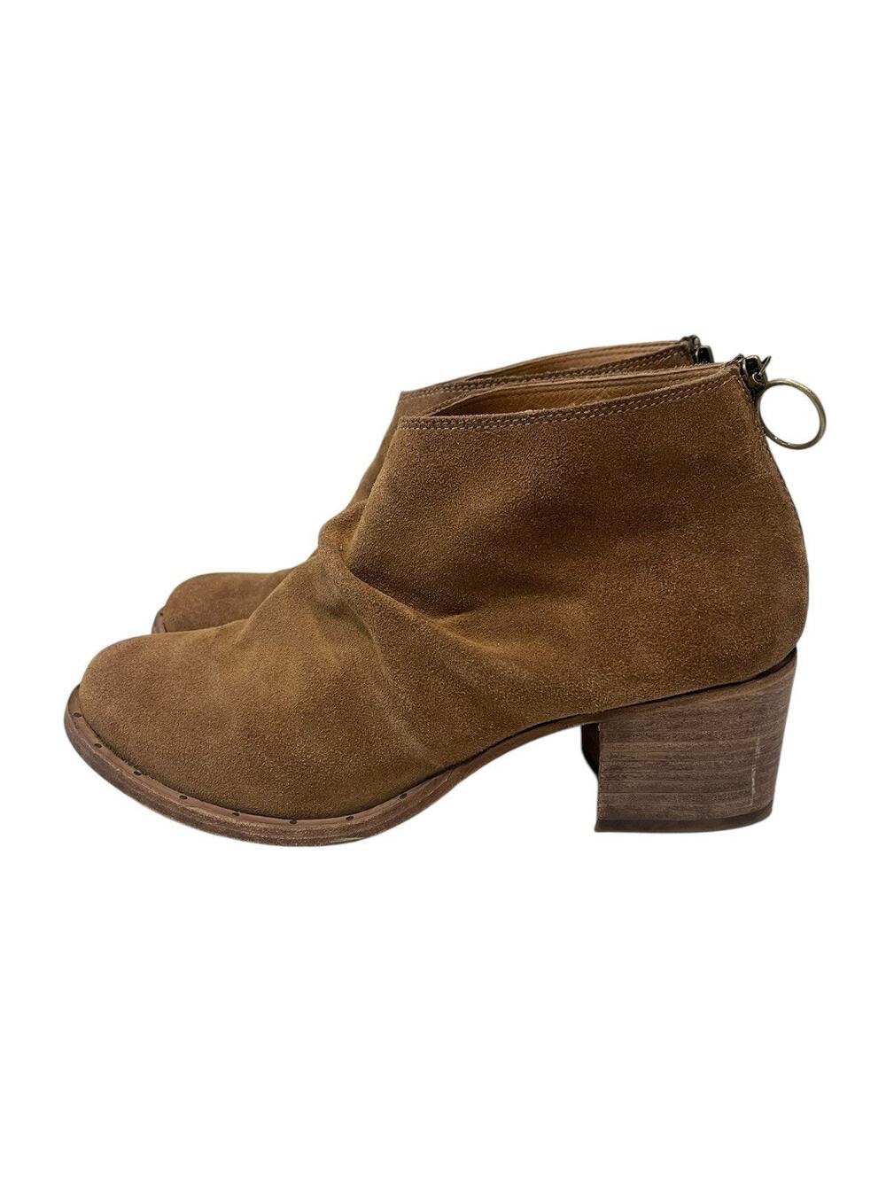 Beek Eaglet Ankle Boots Womens 9.5 Suede Tan Block Heel Short Booties